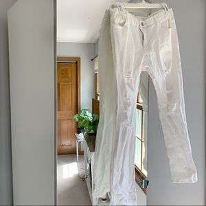 Distressed White Jeans